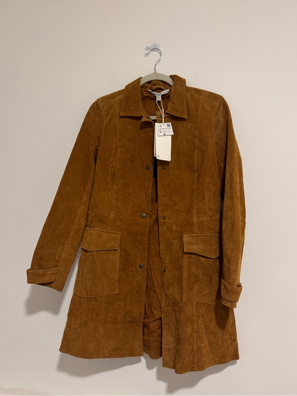 100% Leather Brown Suede Long Coat - Women Jackets & Coats